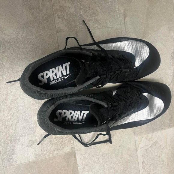 Nike Zoom Rival Sprint Track & Field Spike Black Metallic Silver Size US 12 - Picture 2 of 6